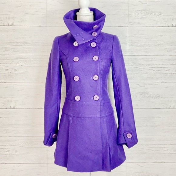 United Colors Of Benetton Jackets & Blazers - United Colors of Benetton Wool Purple Pea Coat